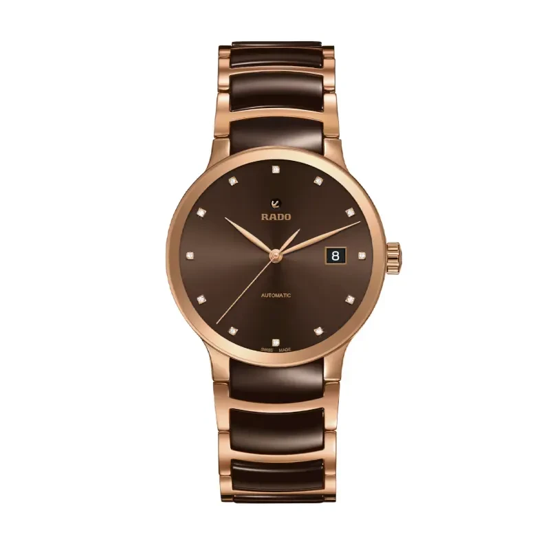 Rado Centrix Automatic Brown Dial 12 Diamonds Men's Watch- R30036752